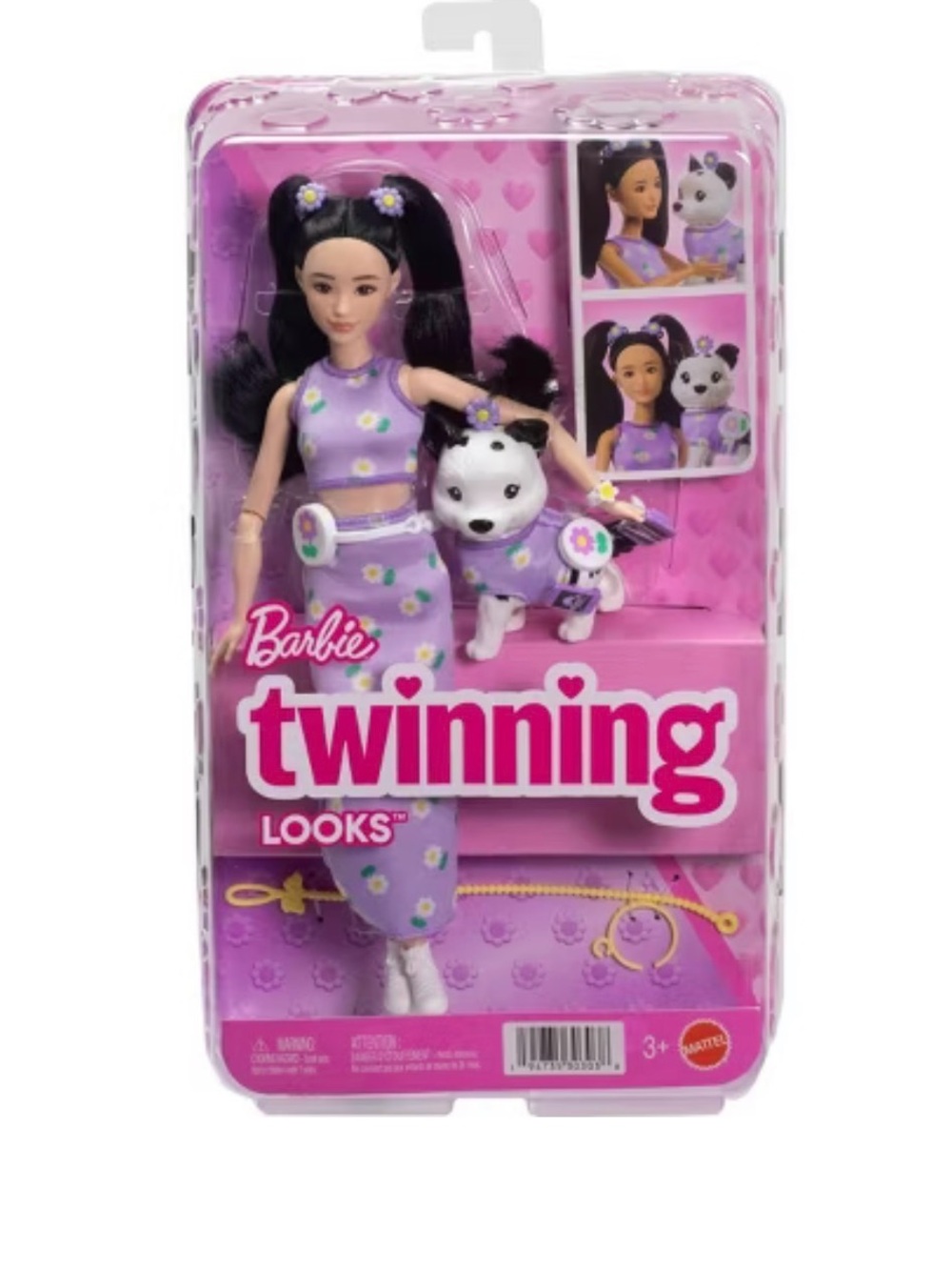 Barbie Twinning Looks Doll and Pet - Purple Floral Outfit